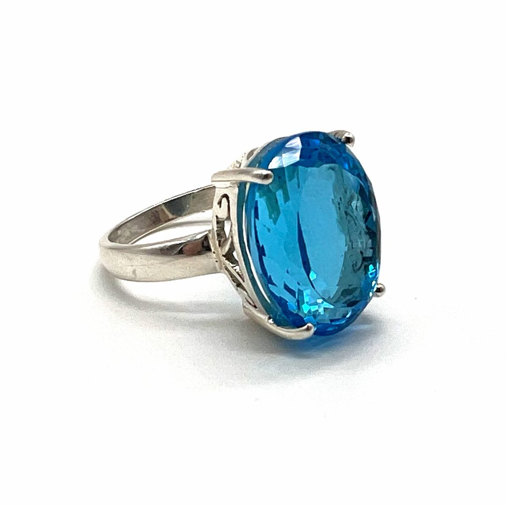 Swiss blue topaz ring