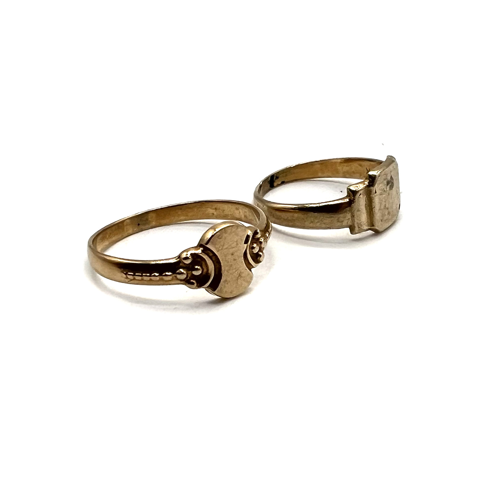 Victorian Gold Baby Rings — (Left) 14k Size 2 $195 and (Right) 10k Size 1 $155