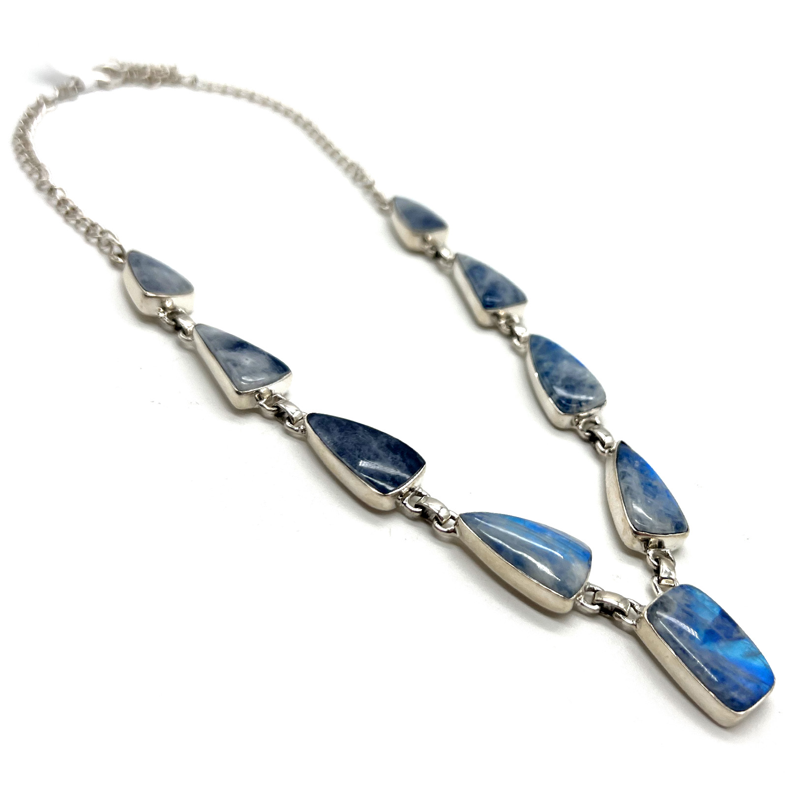 Sterling & Natural Blue Moonstone Necklace by Jeff — 18” $246