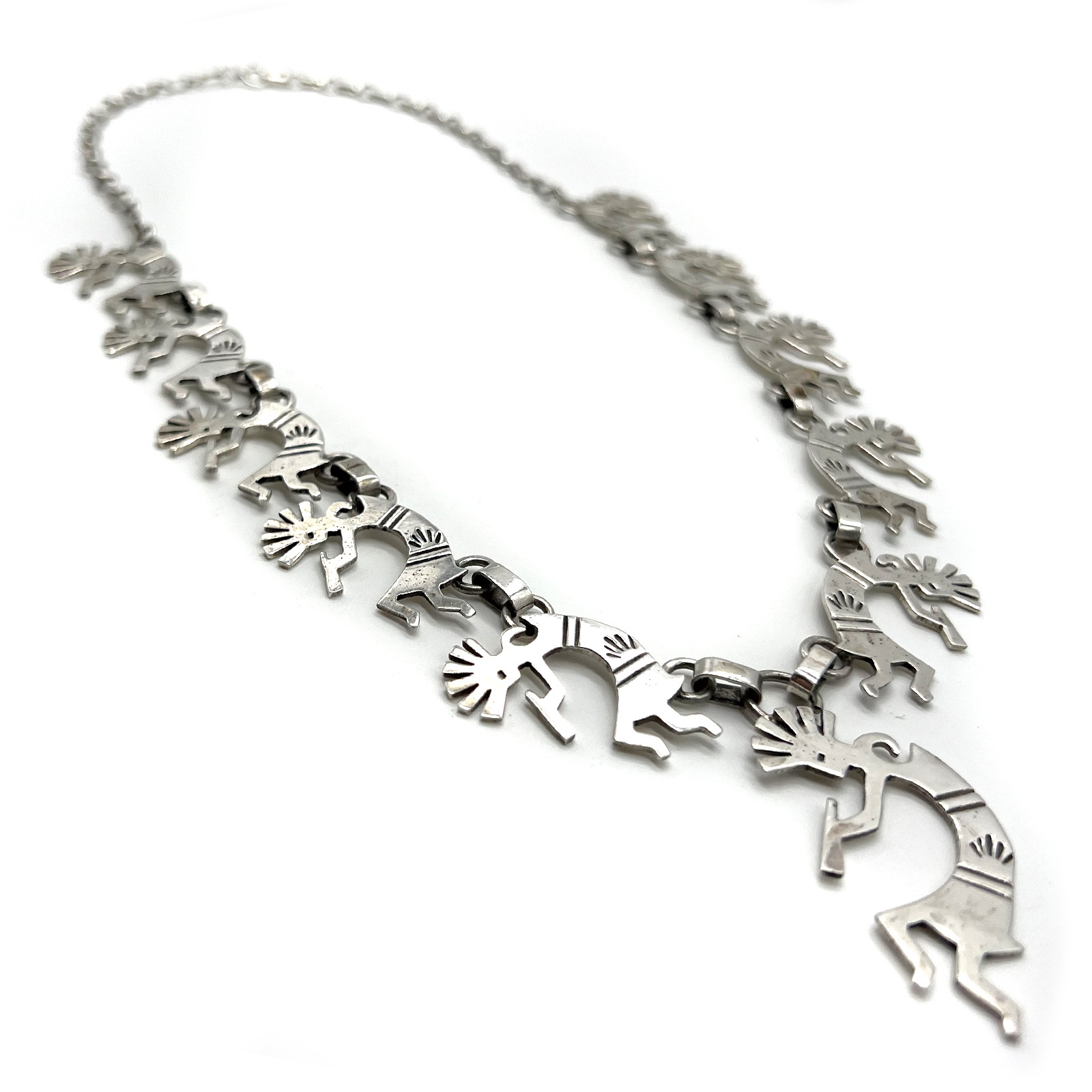 1960’s Sterling Navajo Kokopelli Necklace — 24” 52.44g $500