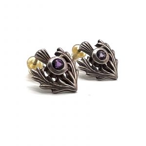 Vintage Sterling & Amethyst Stud Earrings — $80