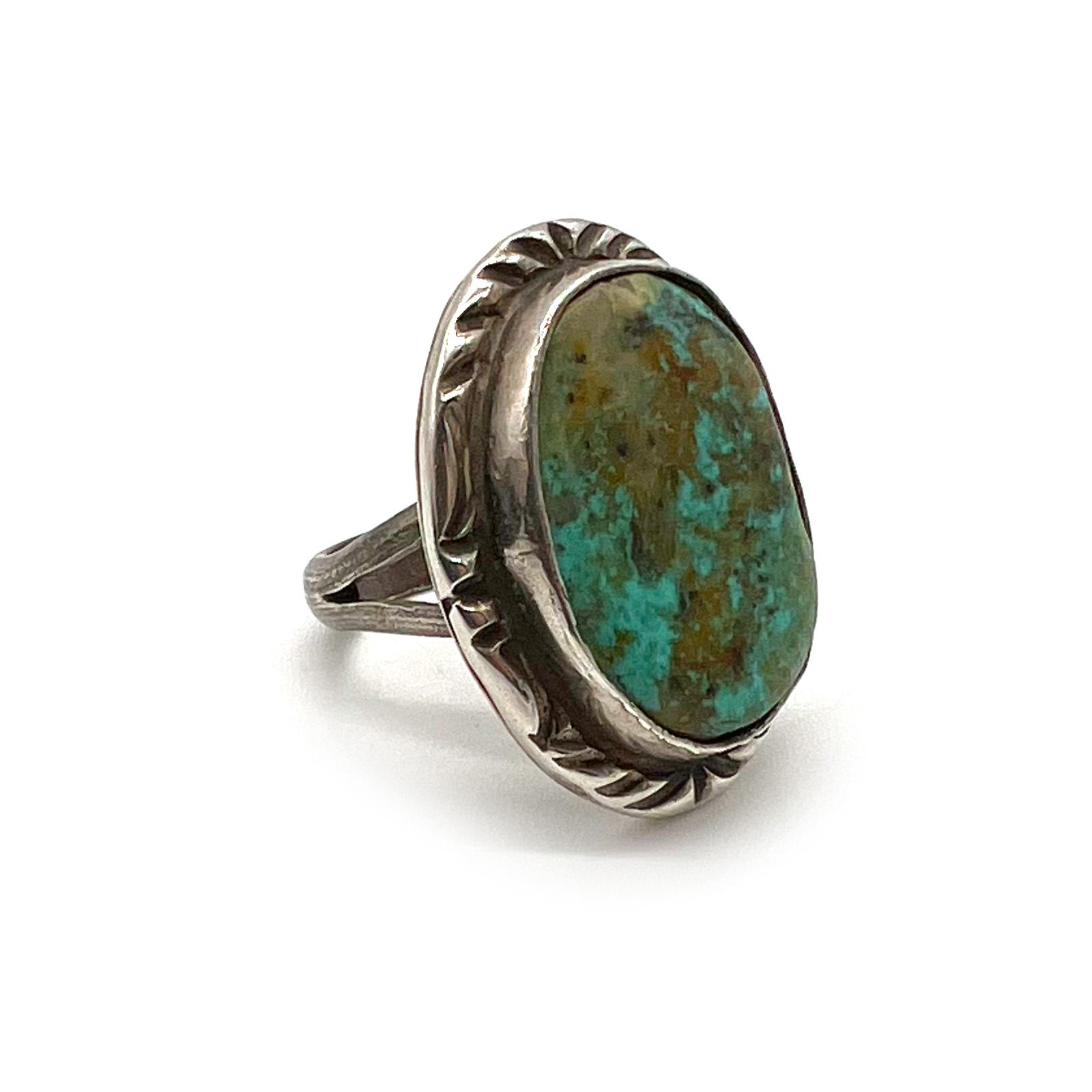1970’s Sterling & Royston Turquoise Ring — 1.25” Tall Size 8 $180